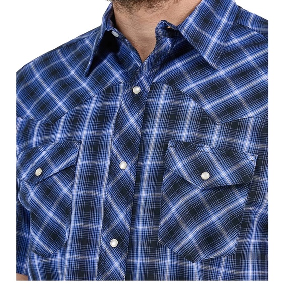 Men’s Wrangler Blue Plaid Western Button Down Shirt. 2XL - Picture 1 of 4